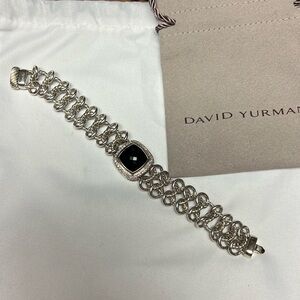 David Yurman Stering Silver & Onyx Albion Diamond chainmail Bracelet.